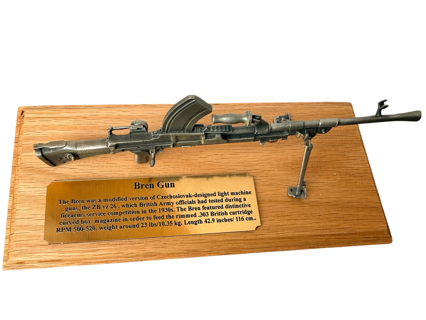 World War 2 Bren Gun WW2 Rifle 1/6 Mini English Pewter Gun Desk Display