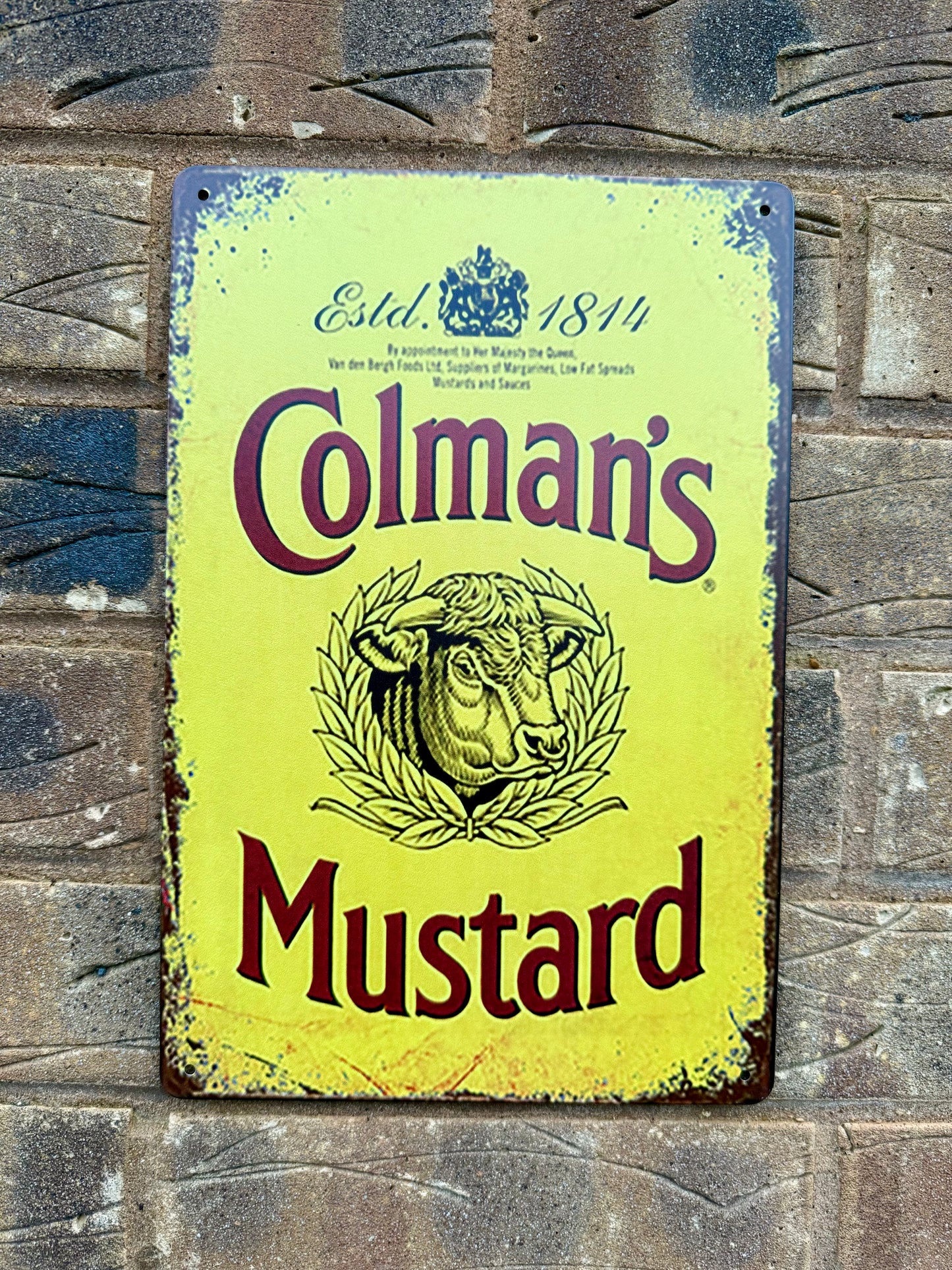 Colmans Mustard Vintage Man Cave Shed Bar Garage Games Room Sign LARGE 20x30 CM