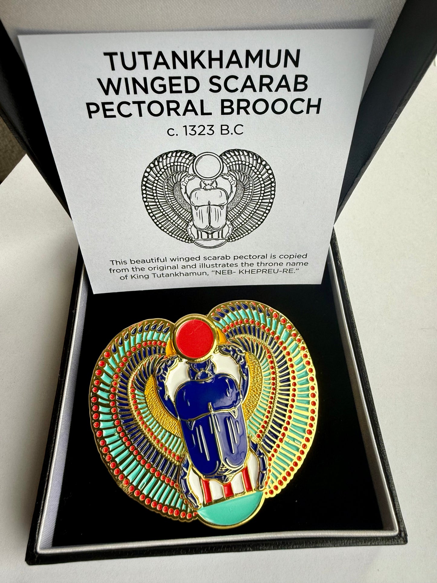 Tutankhamun Scarab Enamel Brooch