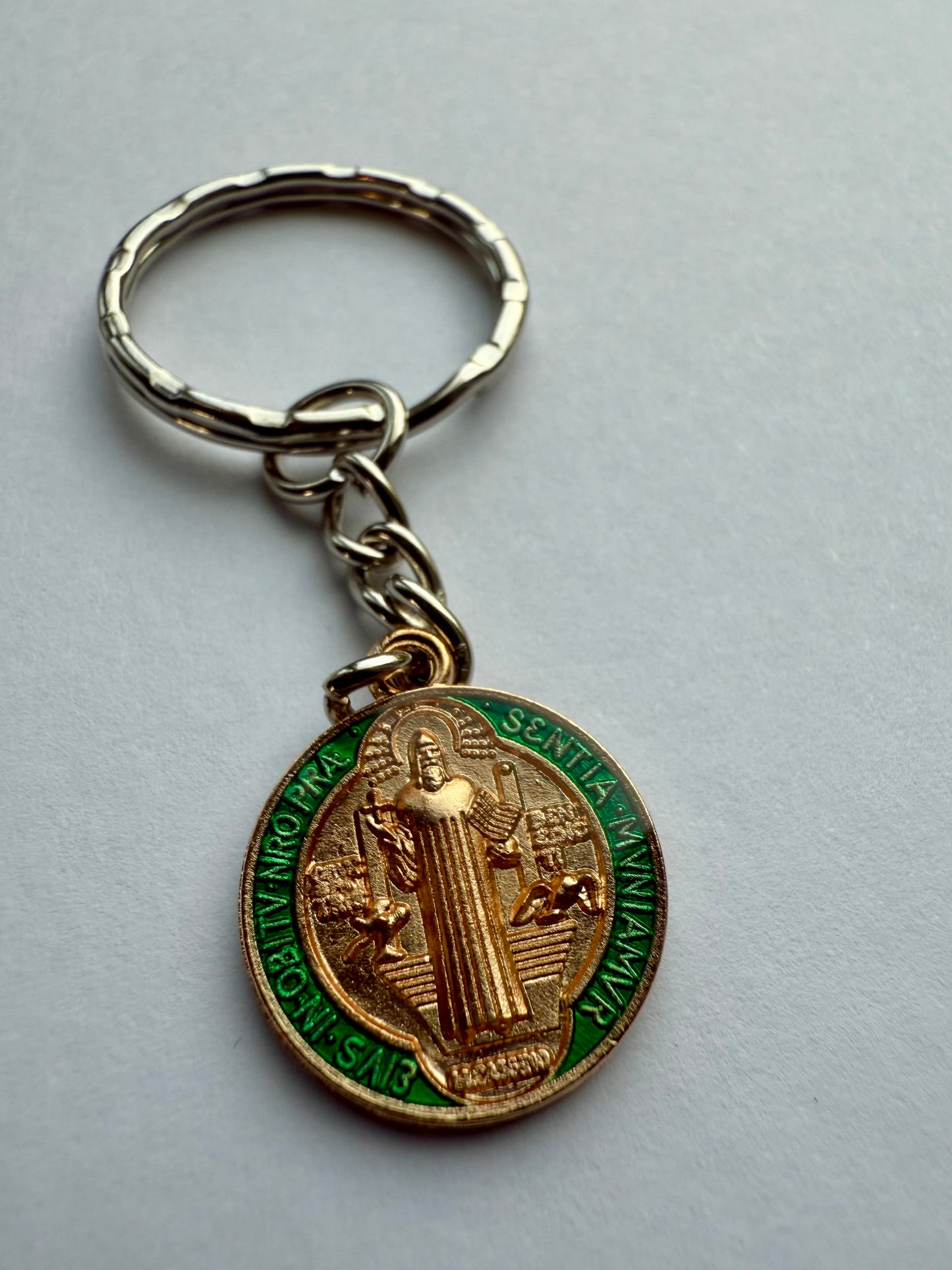 St Benedict Pendant Keyring Double Sided Medal Medallion *Various Colours*