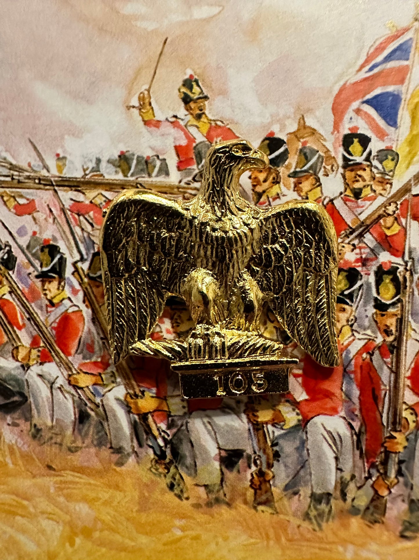 Battle Of Waterloo Imperial Eagle Gold Pin Badge