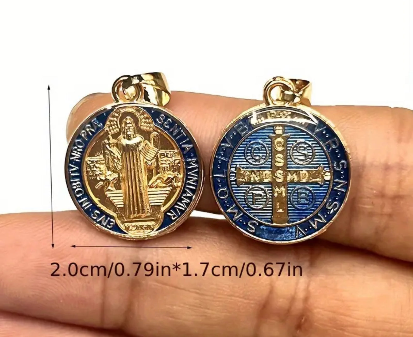 St Benedict Pendant Keyring Double Sided Medal Medallion *Various Colours*