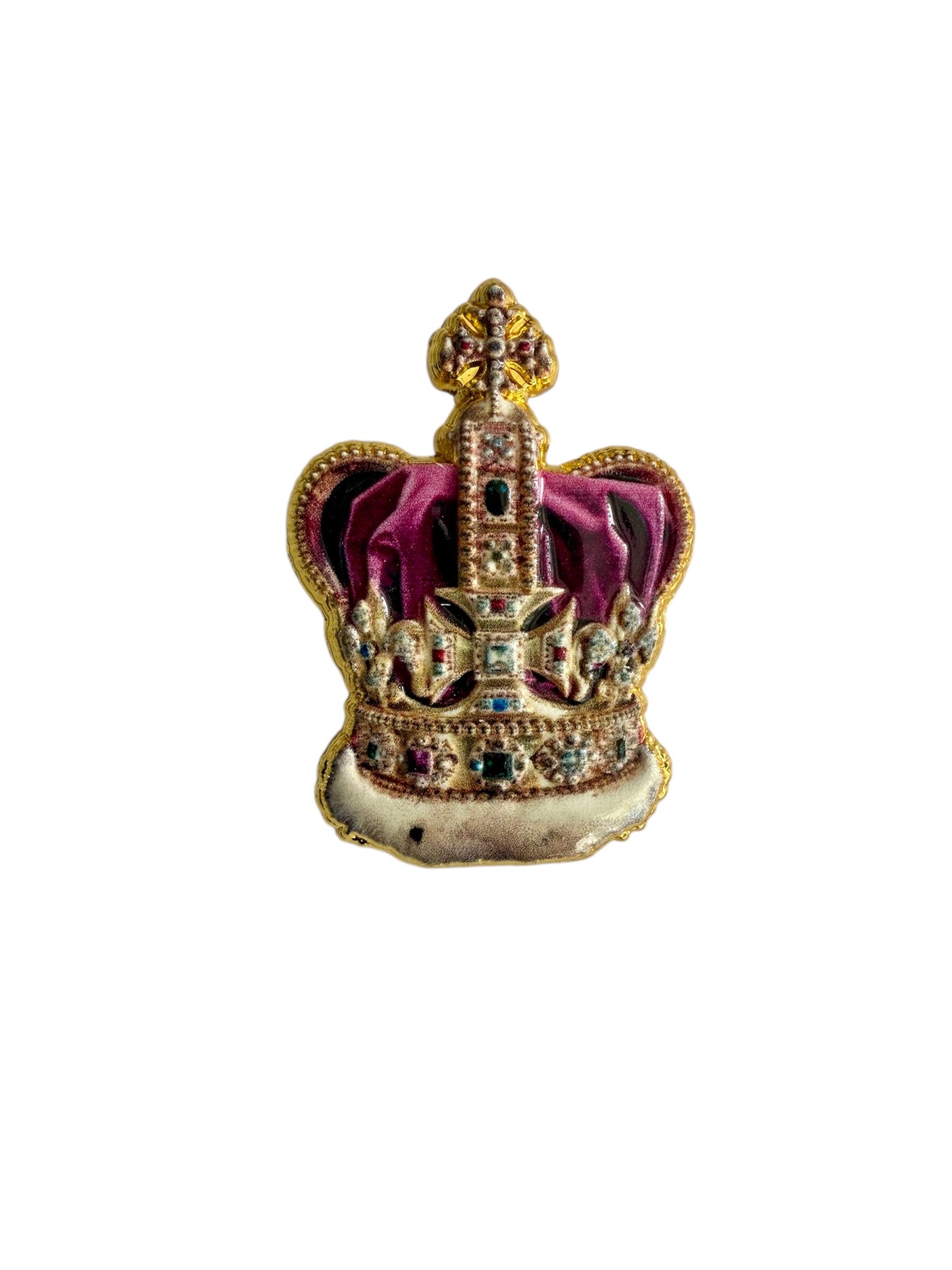 Medieval Crown Jewels Pin Badge on Display Card