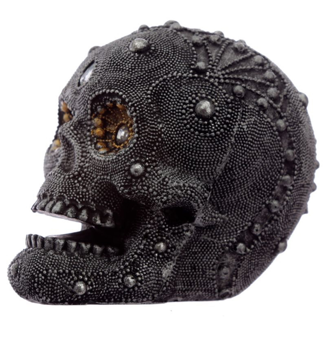 Silver Beaded Medium Skull Head Ornament