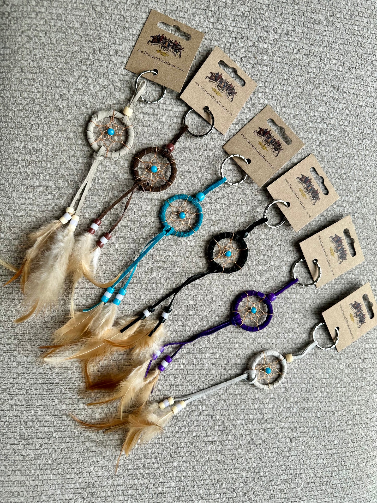 Mini Feather Dreamcatcher Keyring with Beads VARIOUS COLOURS