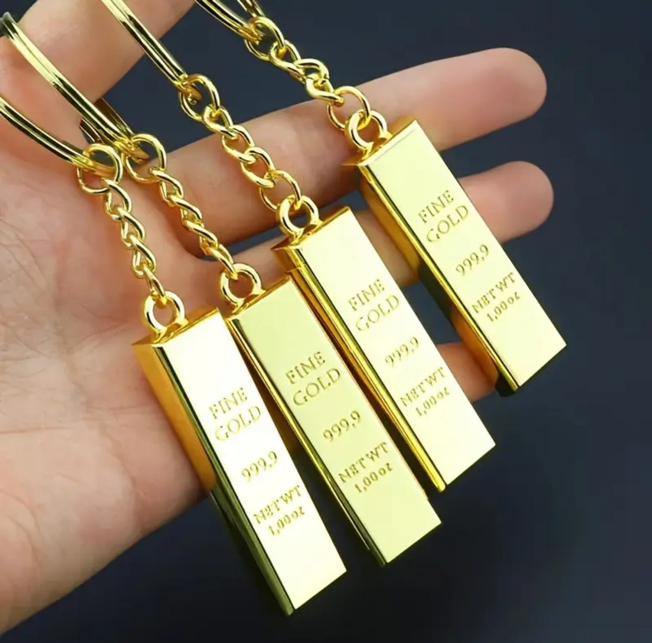 Gold Bar Brick Bullion Ingot Metal Keyring