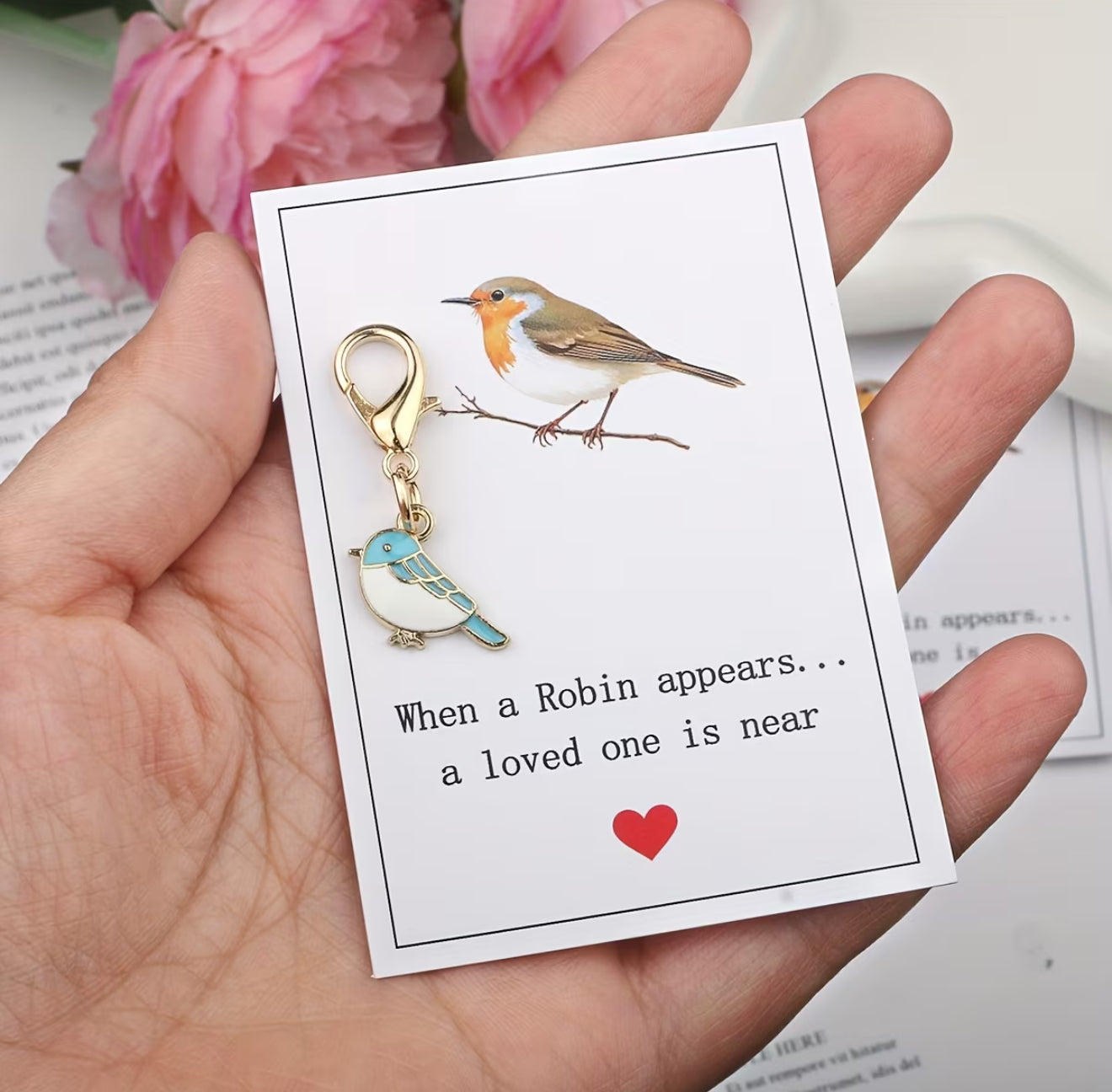 Robin Bird Keyring when Robins Appear Lost Loved Ones Are Near Bereavement Gift