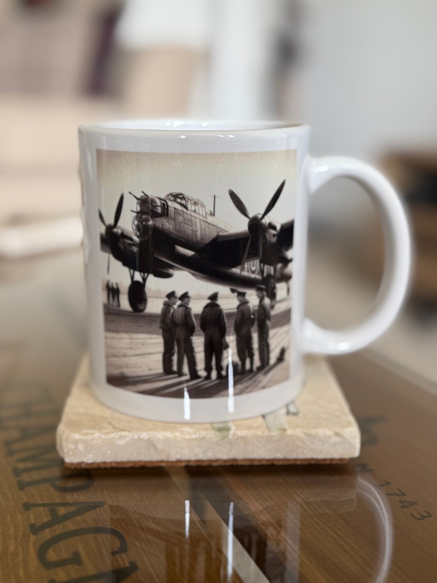 WW2 RAF Lancaster Bomber With Crew World War 2 Digital Art Ceramic Mug