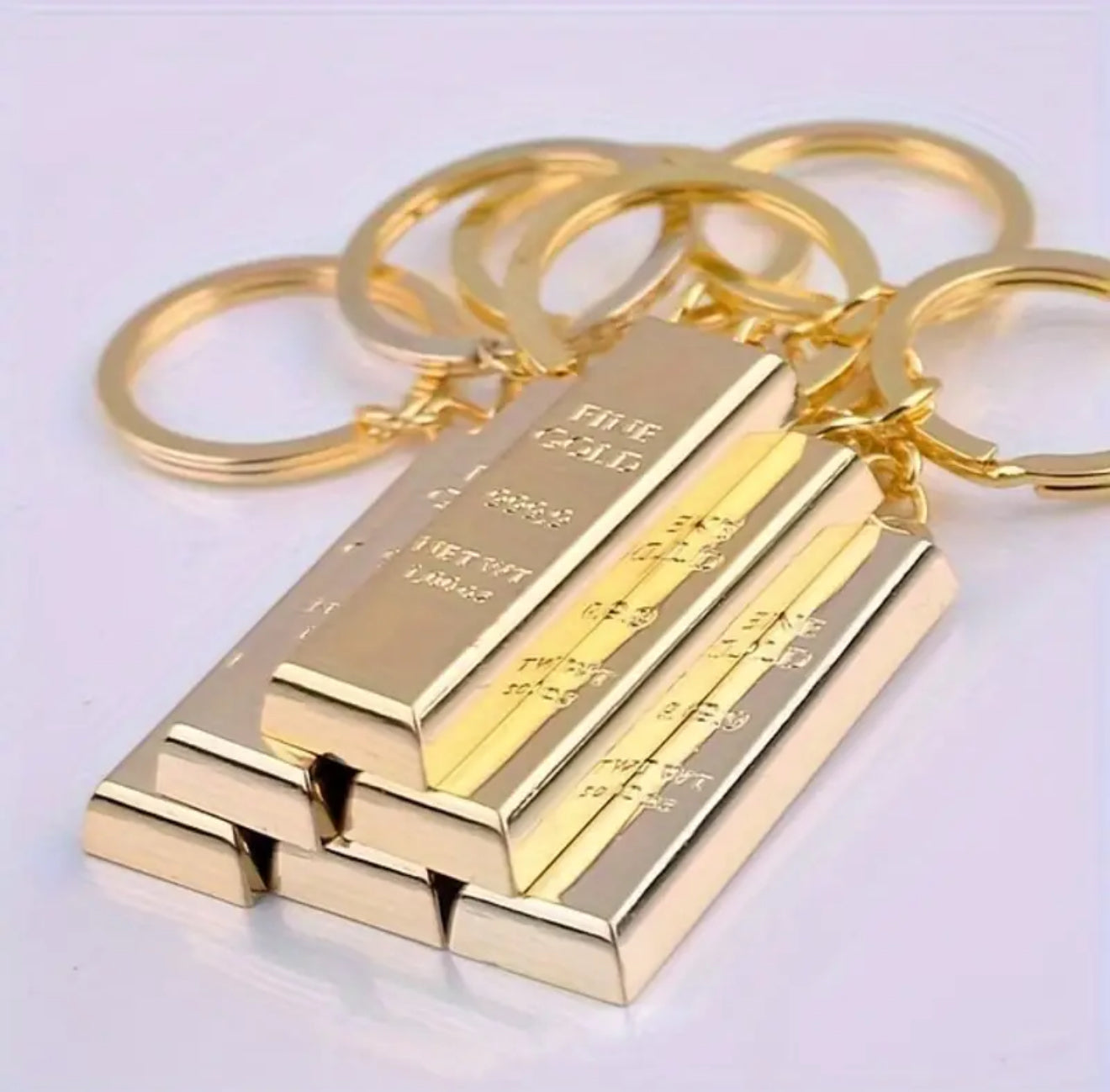 Gold Bar Brick Bullion Ingot Metal Keyring