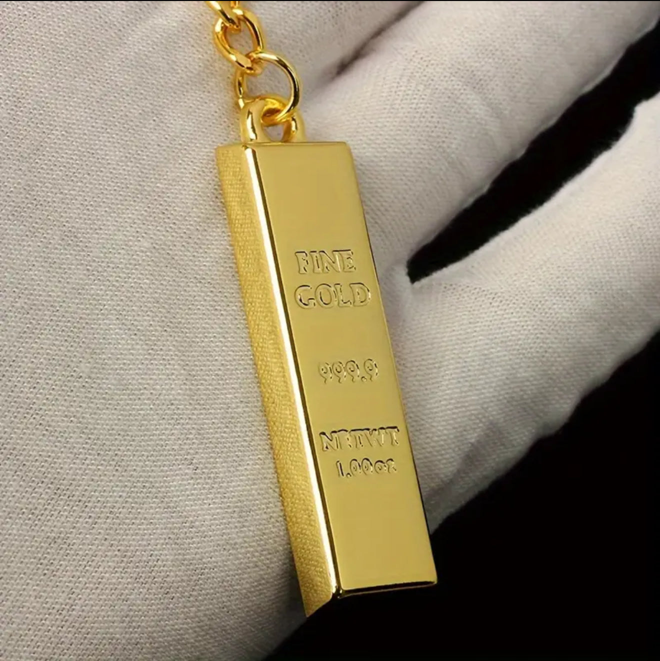 Gold Bar Brick Bullion Ingot Metal Keyring