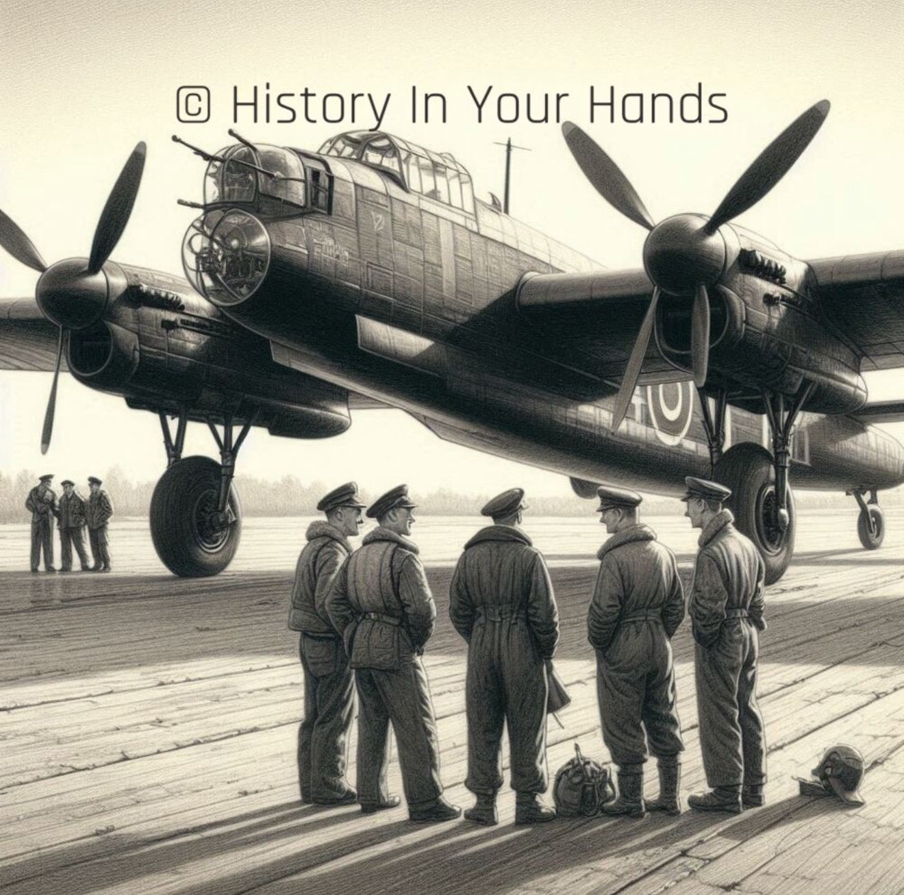 WW2 RAF Lancaster Bomber With Crew World War 2 Digital Art Ceramic Mug
