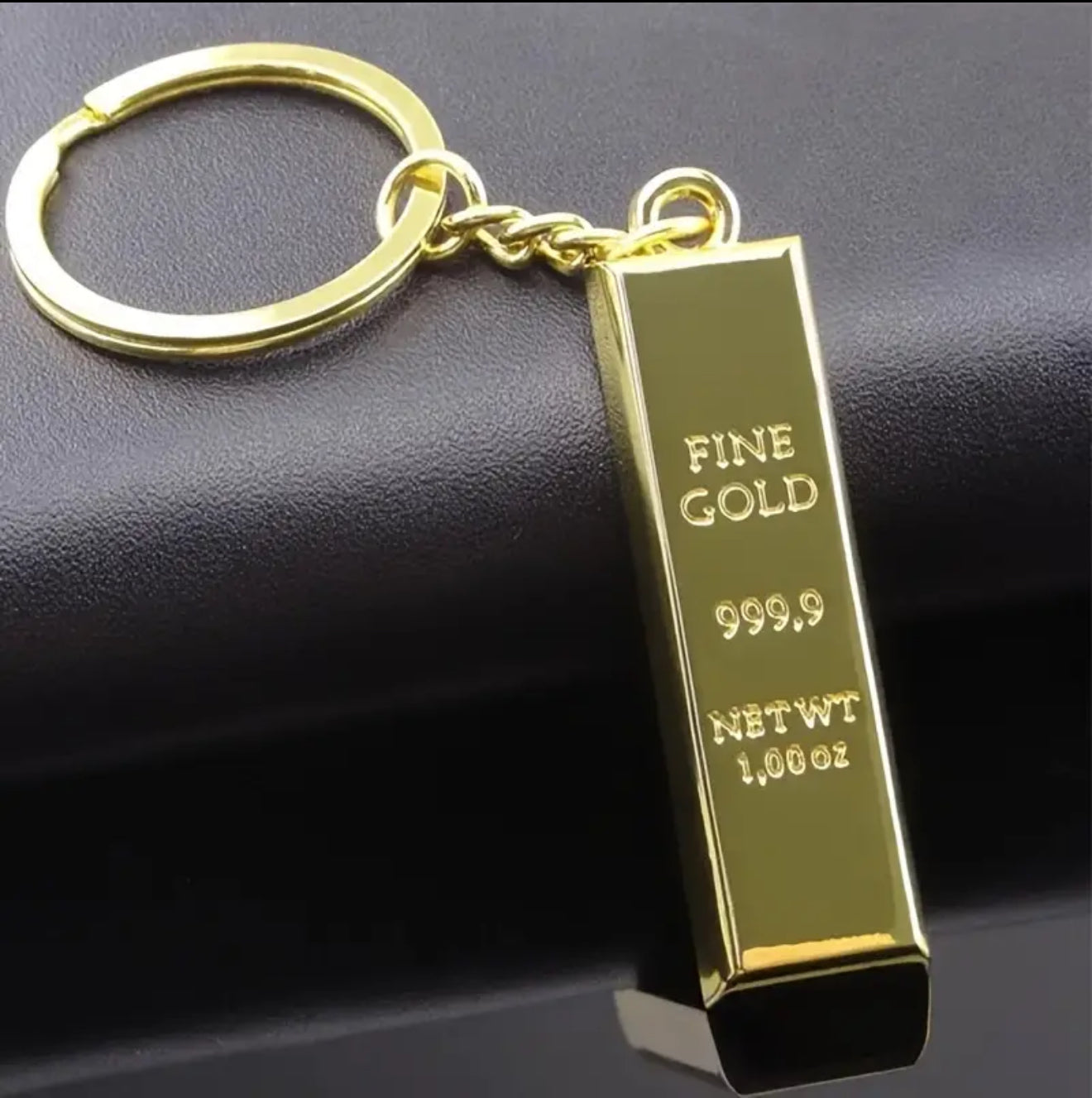 Gold Bar Brick Bullion Ingot Metal Keyring