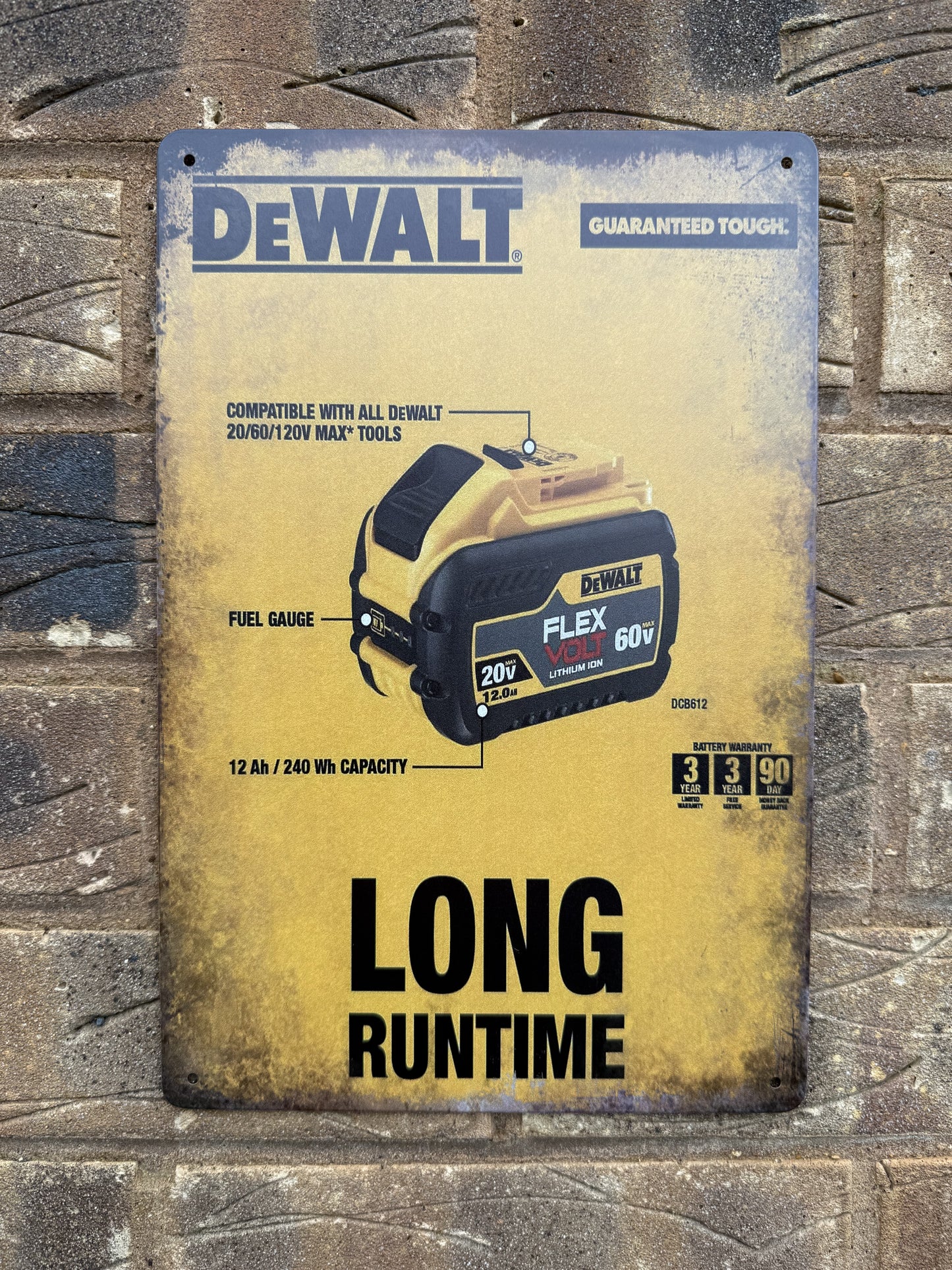 DeWalt Tools advertising Wall Plaque Vintage Retro Man Cave Shed Garage Rusty Sign SIZE LARGE 20x30cm