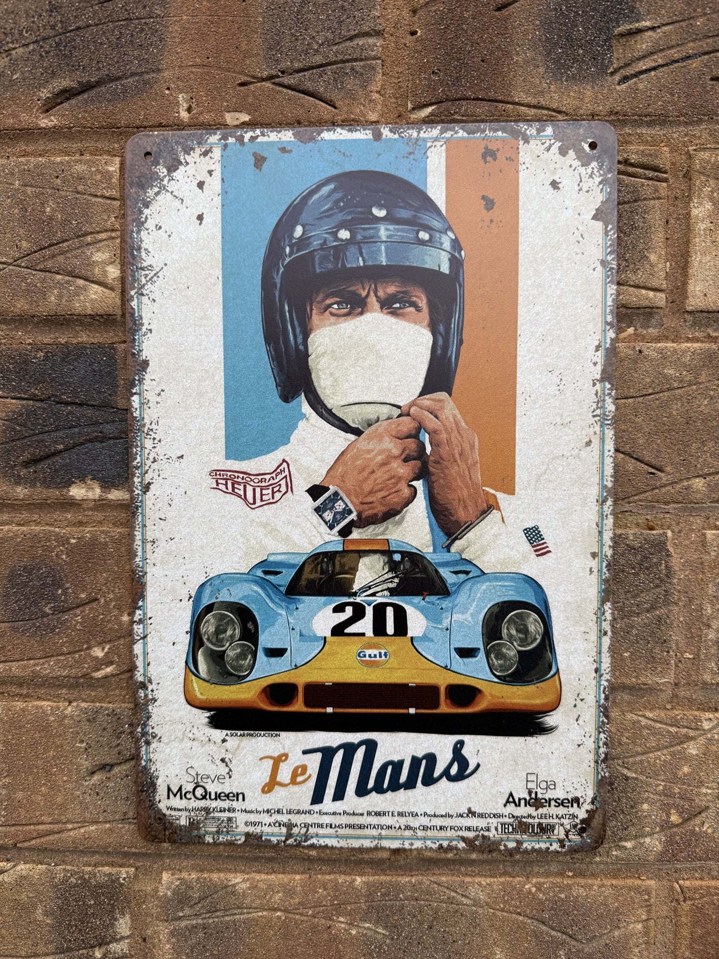 Le Mans Steve McQueen Wall Plaque Vintage Retro Man Cave Shed Garage Rusty Sign SIZE LARGE 20x30cm