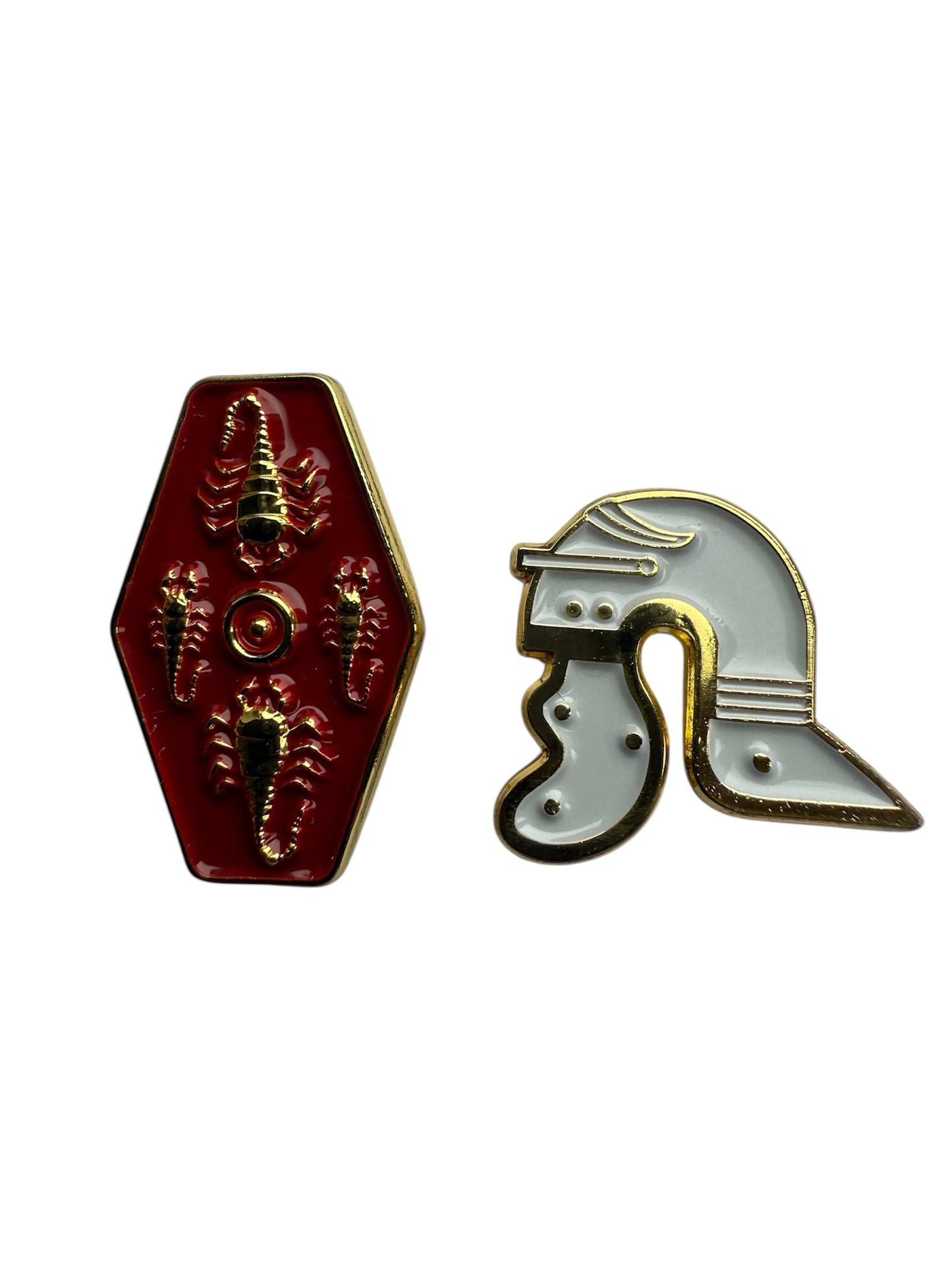 Roman Helmet & Shield Pin Badge Set