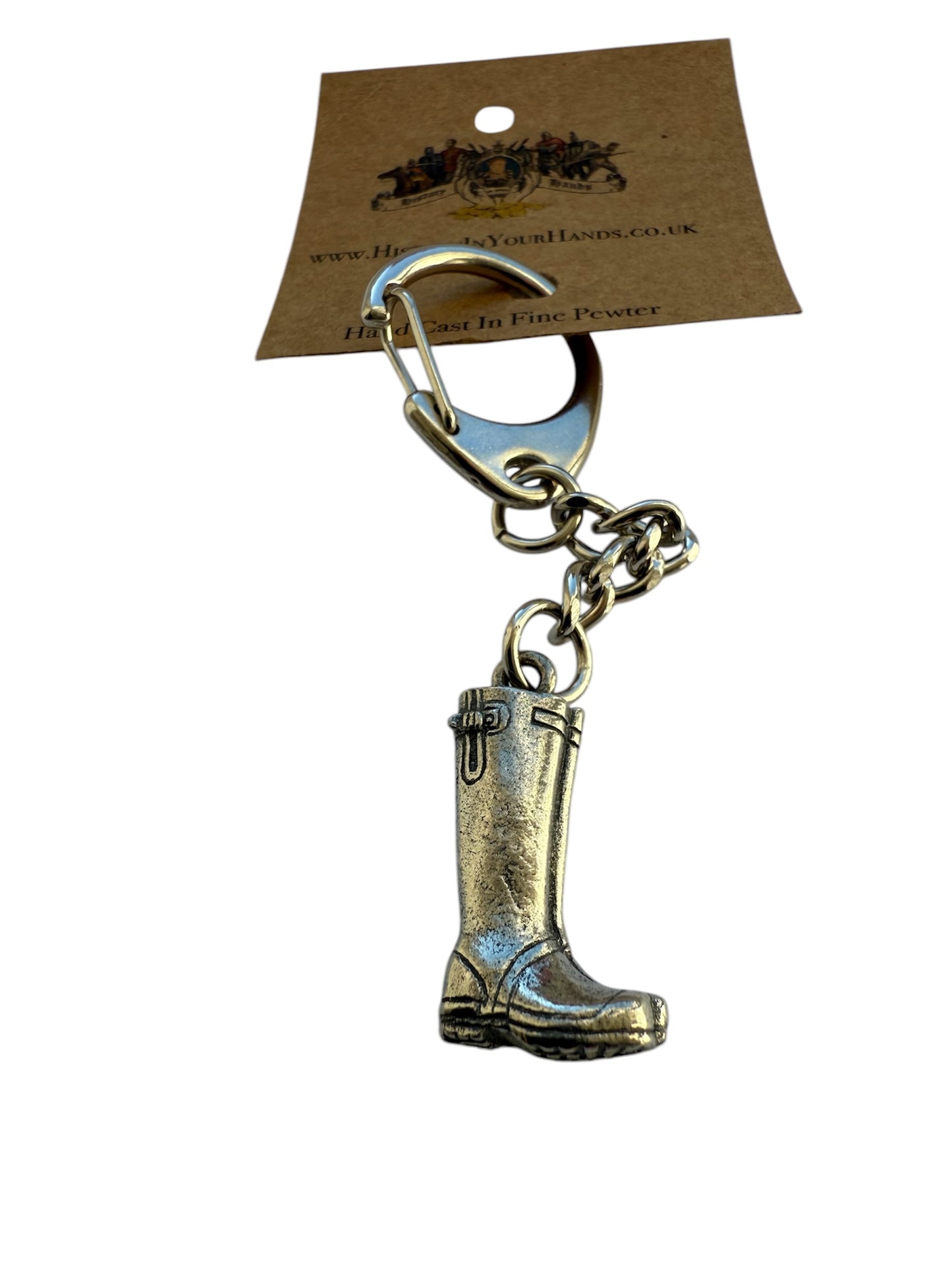 Wellington Boot Silver Pewter Keyring