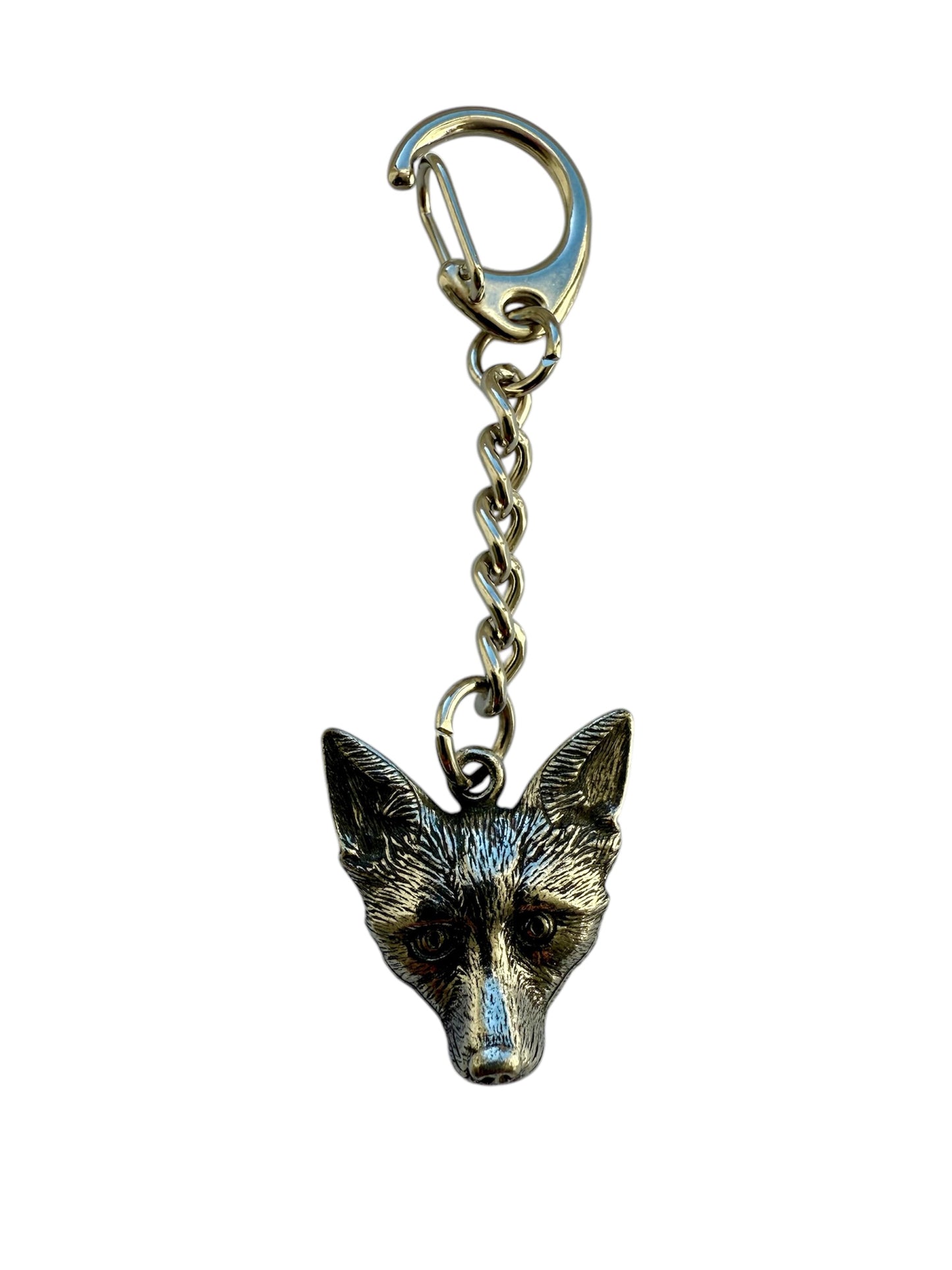 Fox Head Silver Pewter Keyring
