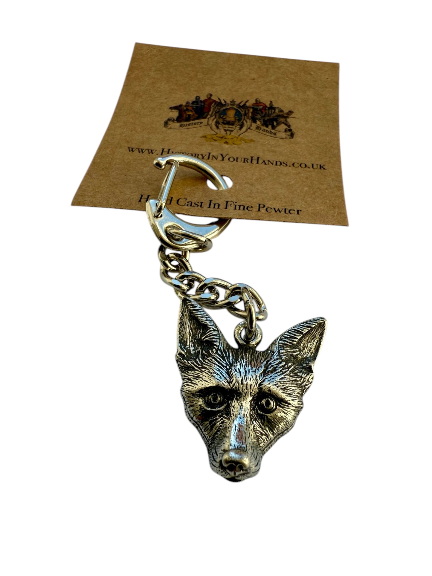 Fox Head Silver Pewter Keyring