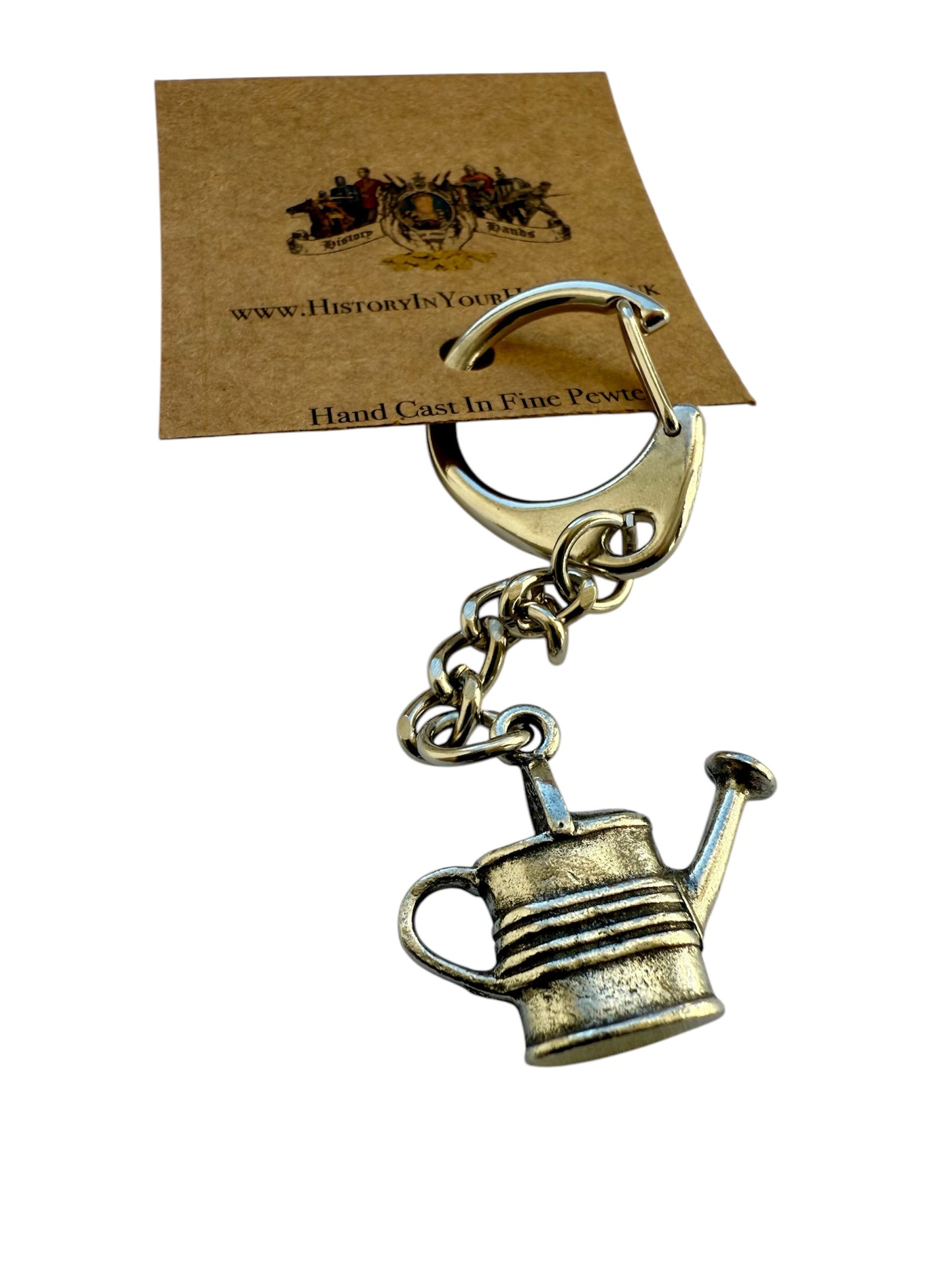 Watering Can Silver Pewter Quality Keyring