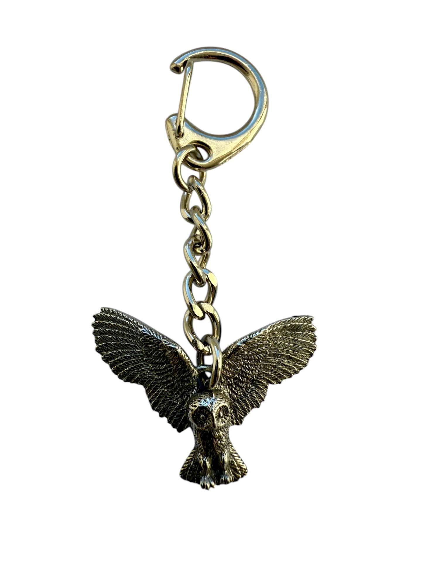 Flying Barn Owl Quality Silver Pewter Keyring