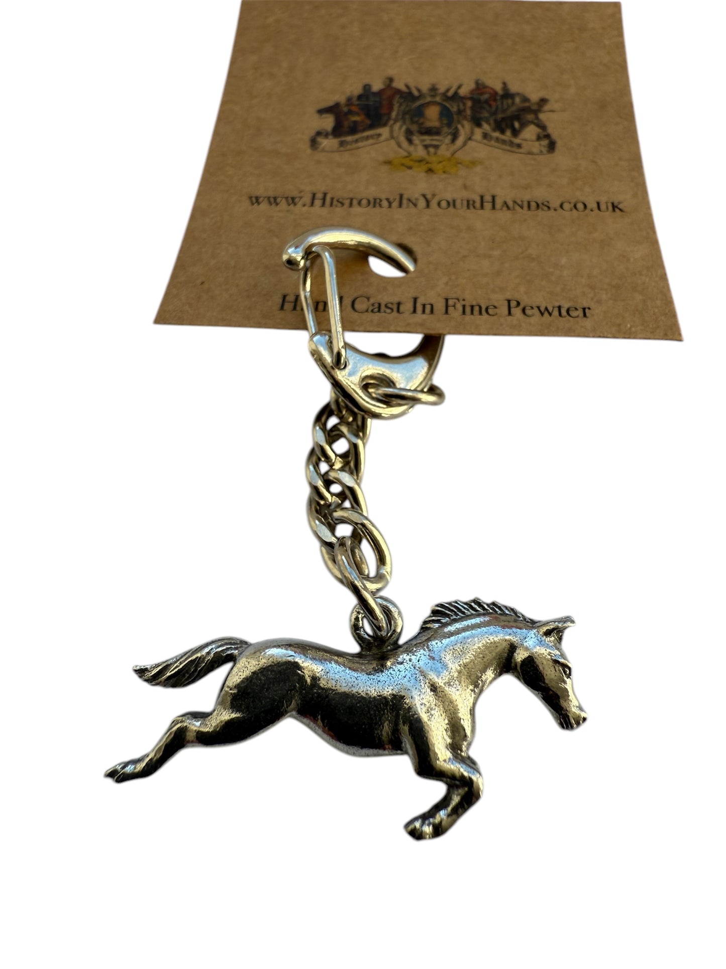 Galloping Horse Quality Silver Pewter Keyring
