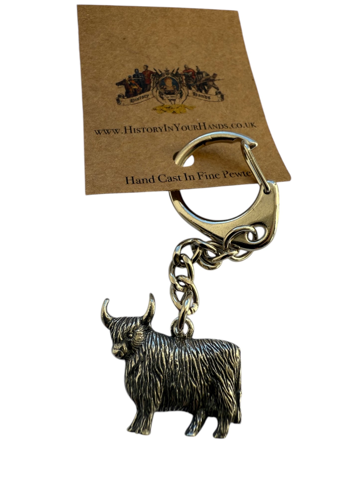 Highland Cow Quality Silver Pewter Keyring