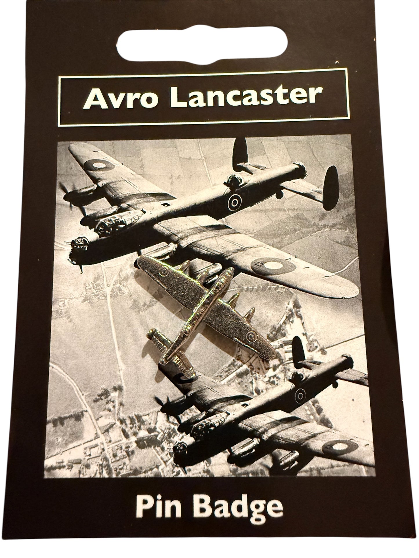 WW2 Avro Lancaster Silver Pewter Pin Badge