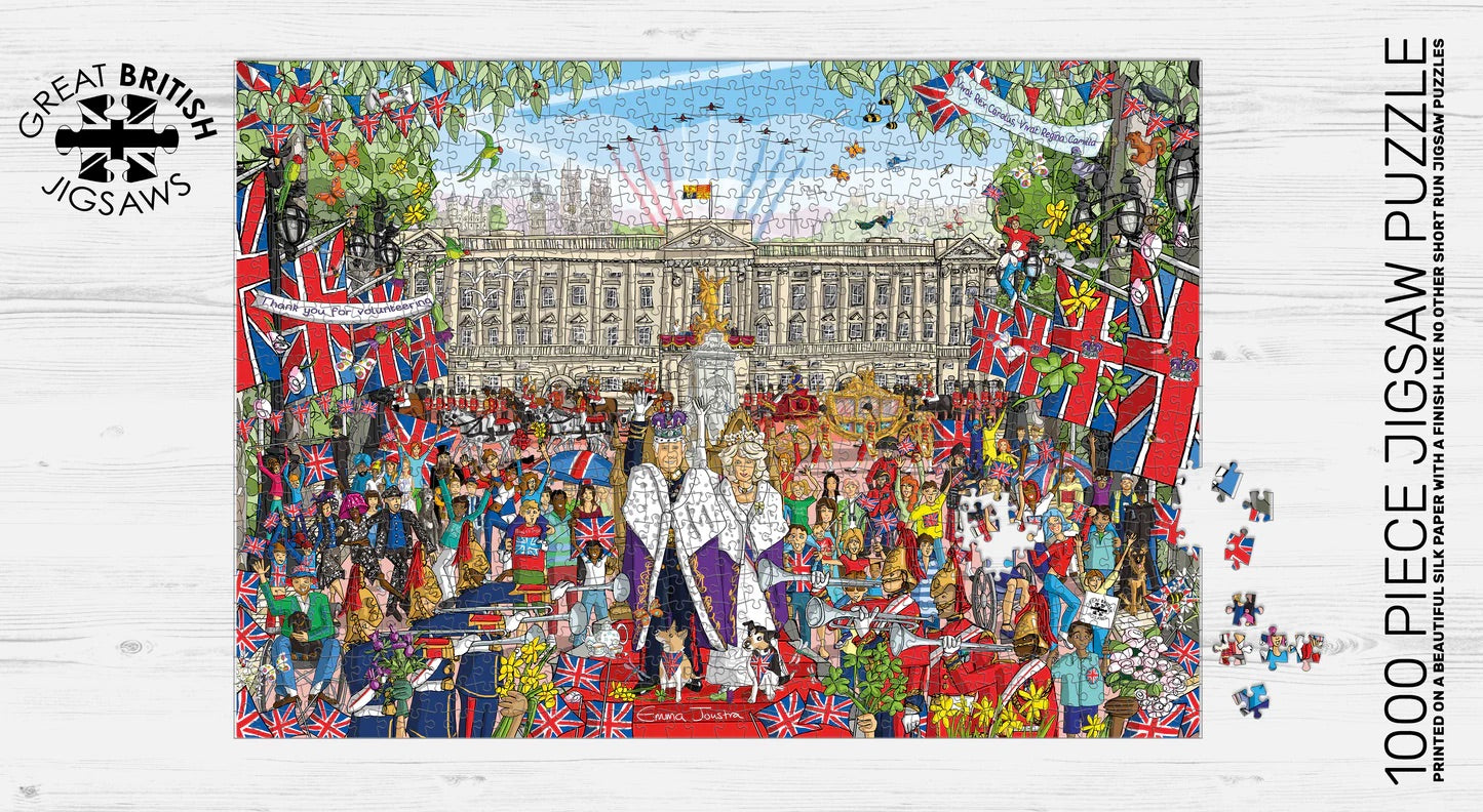 King Charles III Coronation 1000 piece Jigsaw puzzle. Art by Emma Joustra