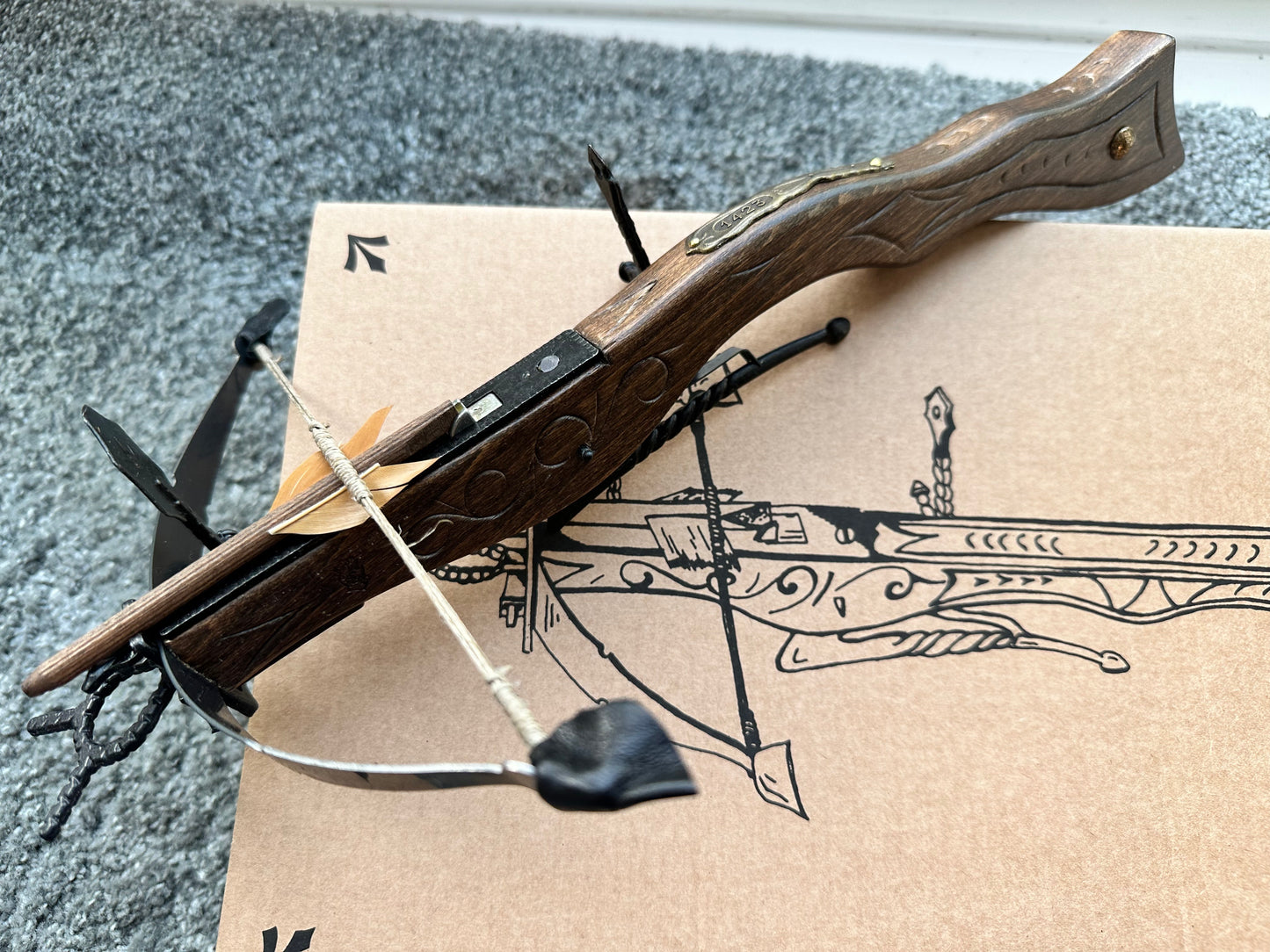 Miniature 15th Century Gun Crossbow & Stand
