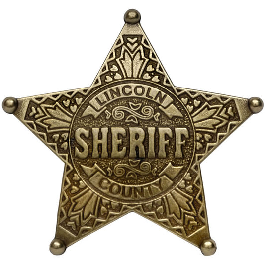 Lincoln County U.S Sheriff Five Point Ball Tipped Star Badge FULL METAL REPLICA