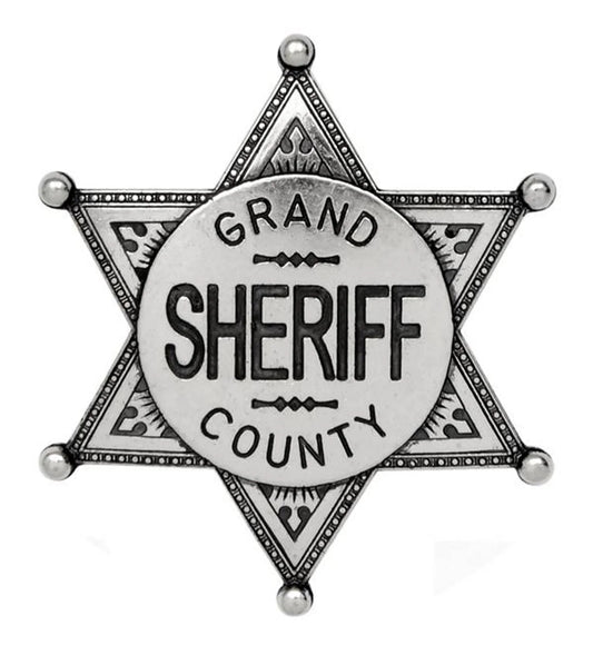 Grand county Silver Sheriff Badge *Full Size Metal Replica*