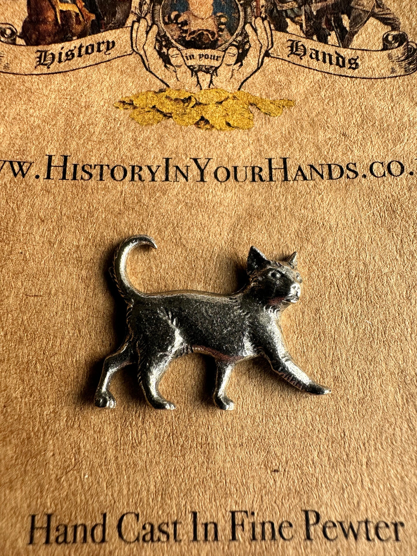 Cat Silver Pewter Pin Badge