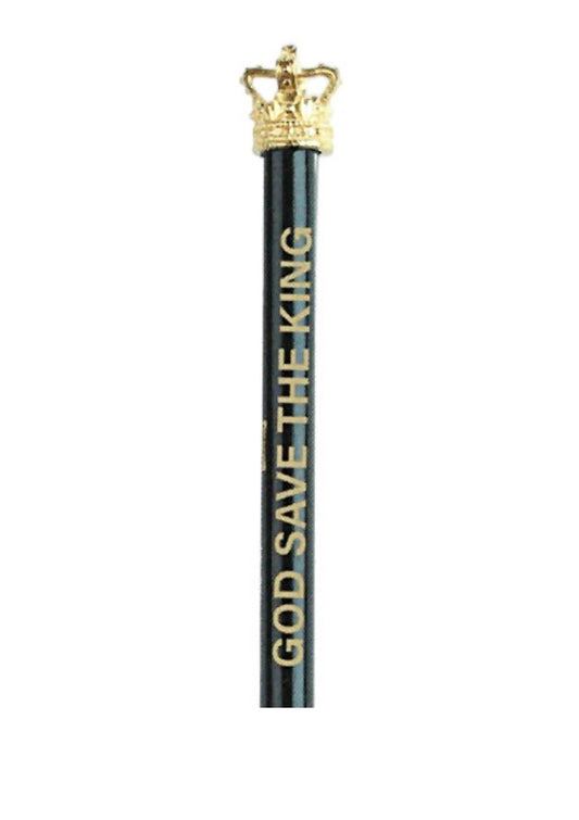 God Save The King Gold Crown Pencil Topper King Charles III