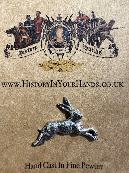 Hare Pin Badge in fine Pewter