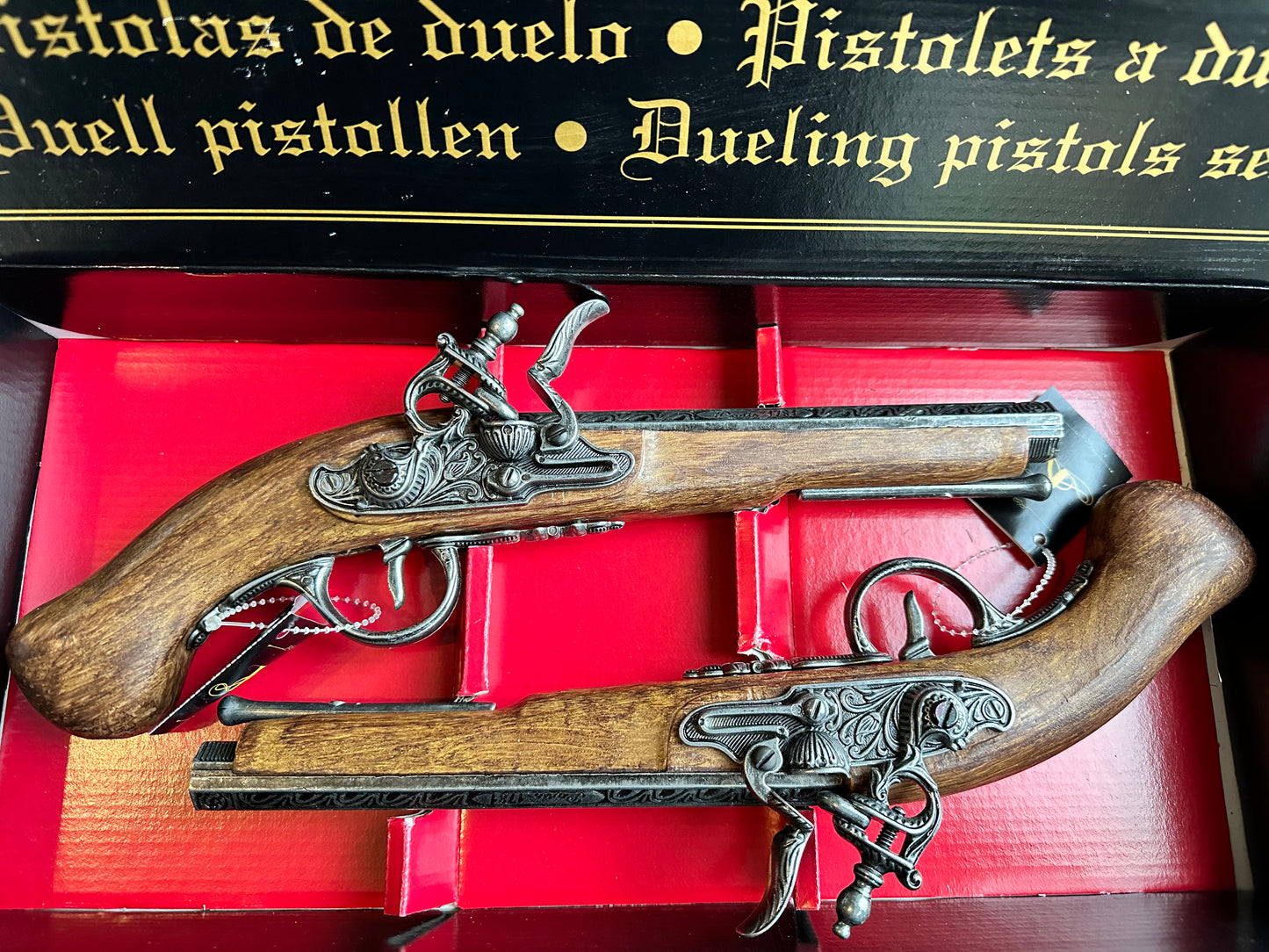 English 18th Century Dueling Pirate Pistols in Presentation Gift Box