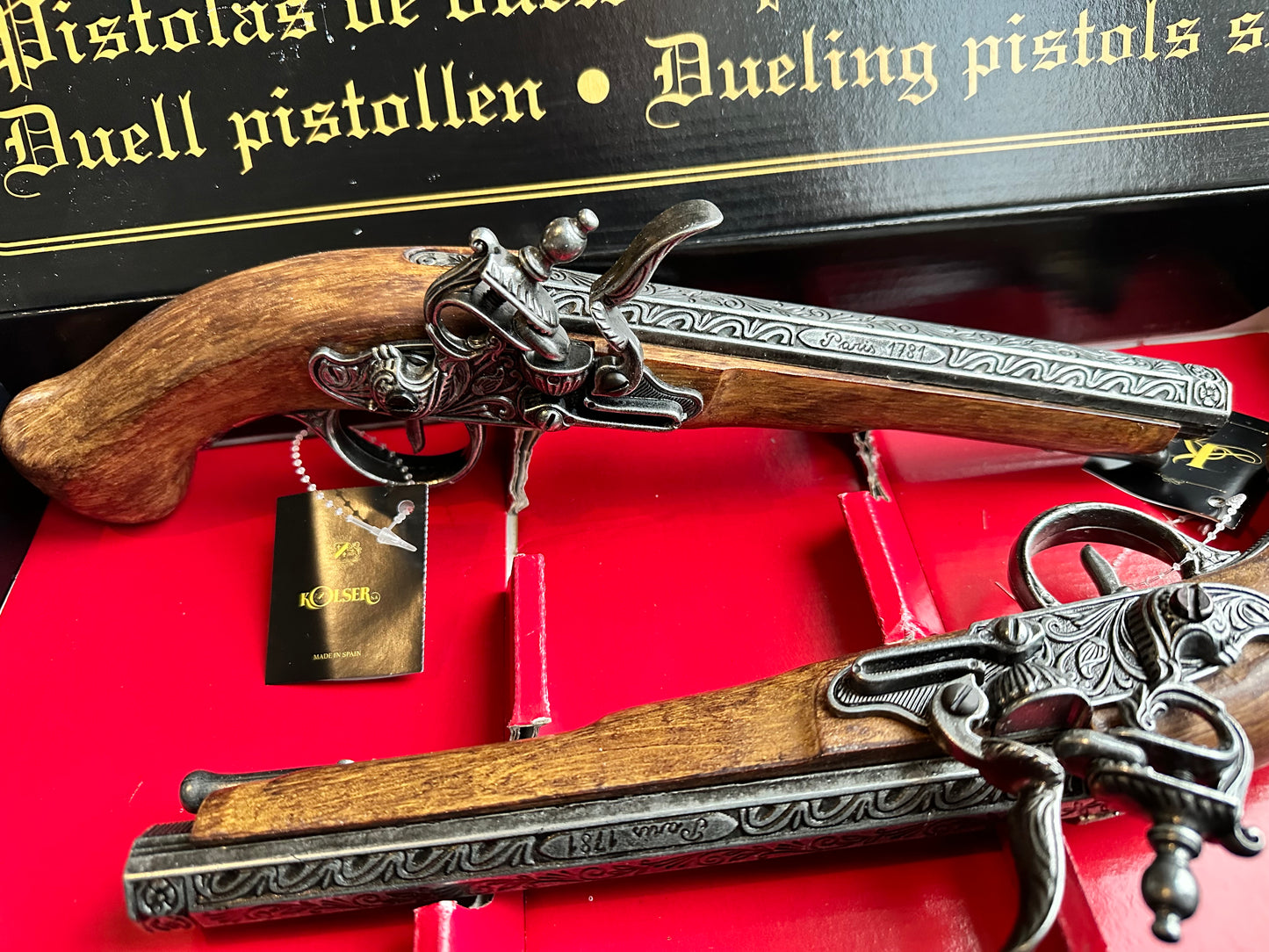 English 18th Century Dueling Pirate Pistols in Presentation Gift Box