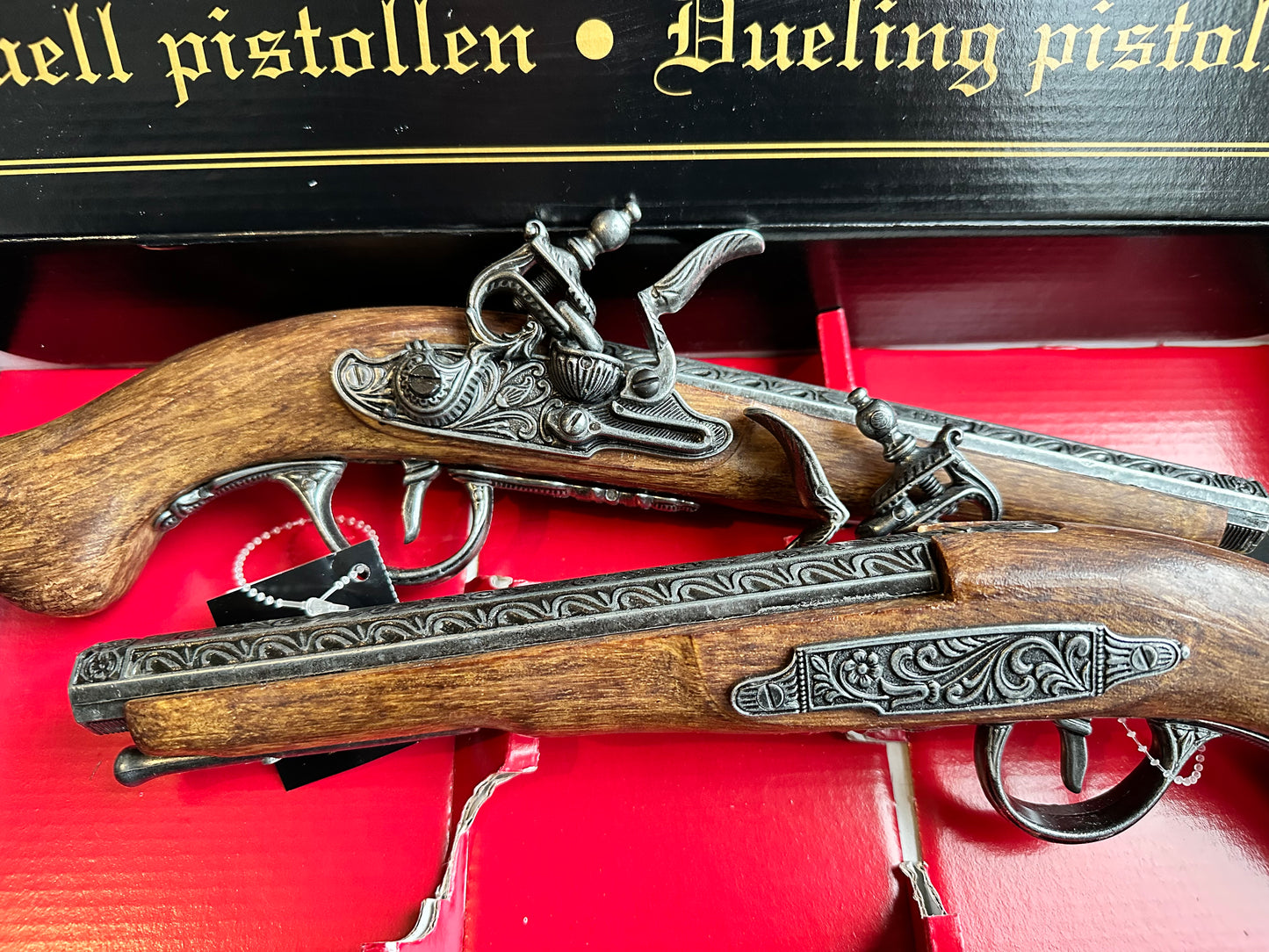 English 18th Century Dueling Pirate Pistols in Presentation Gift Box