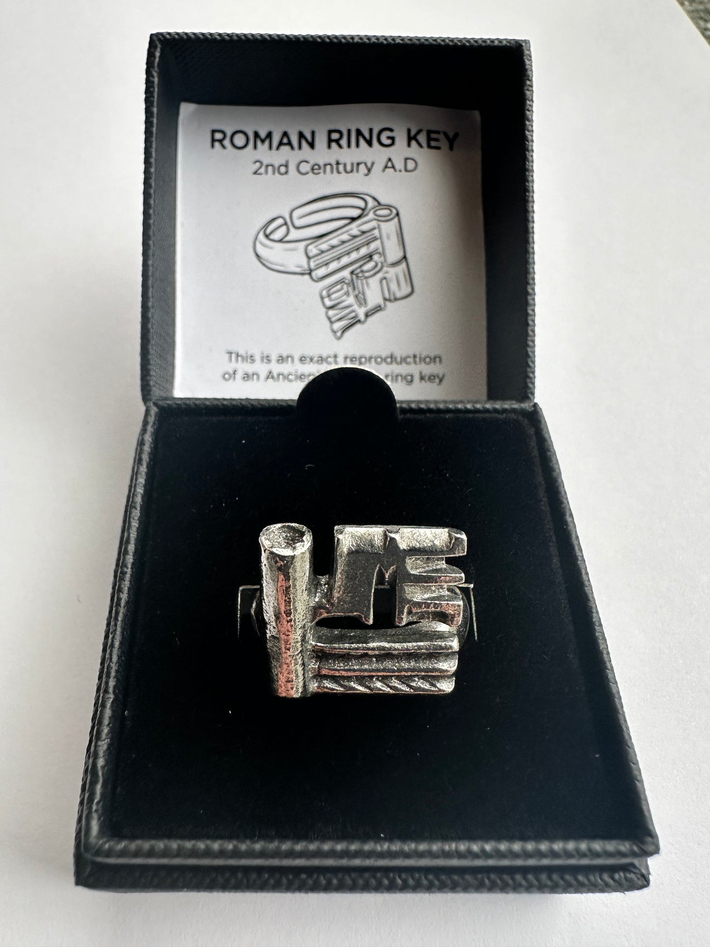 Roman Silver Pewter Ring Key 2nd Century A.D