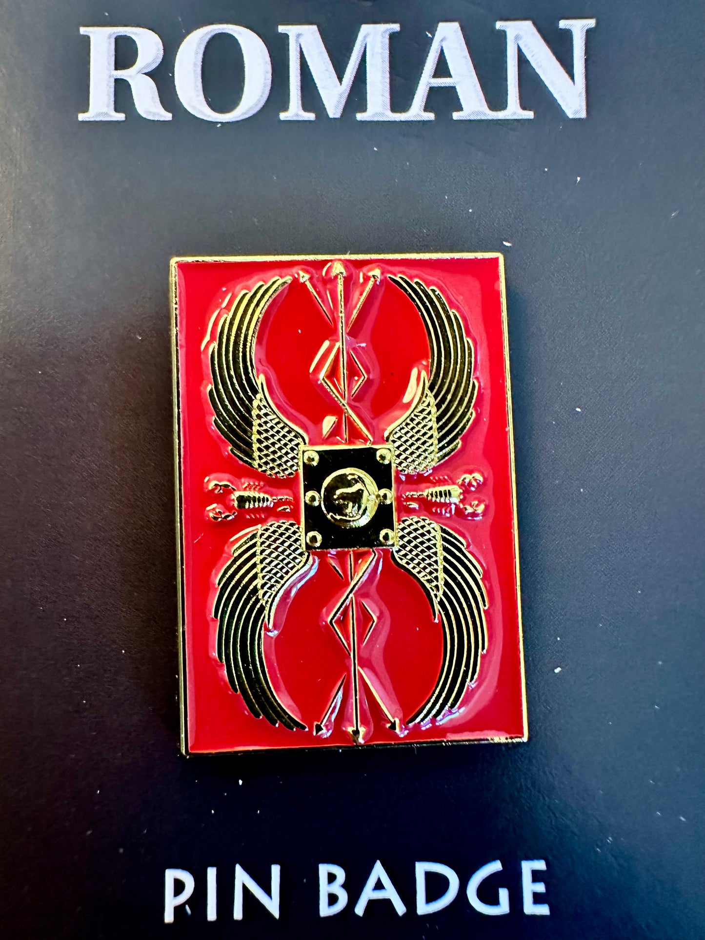 Roman Infantry Shield Enamelled Pin Badge
