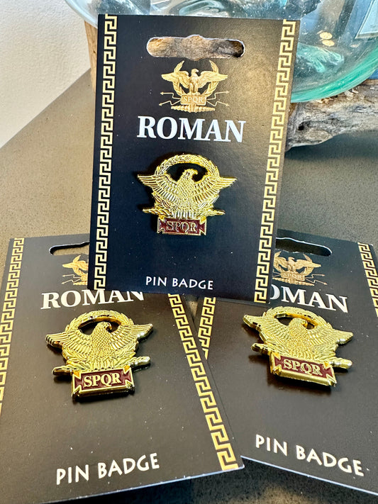 Roman SPQR Gold Eagle Enamelled Pin Badge