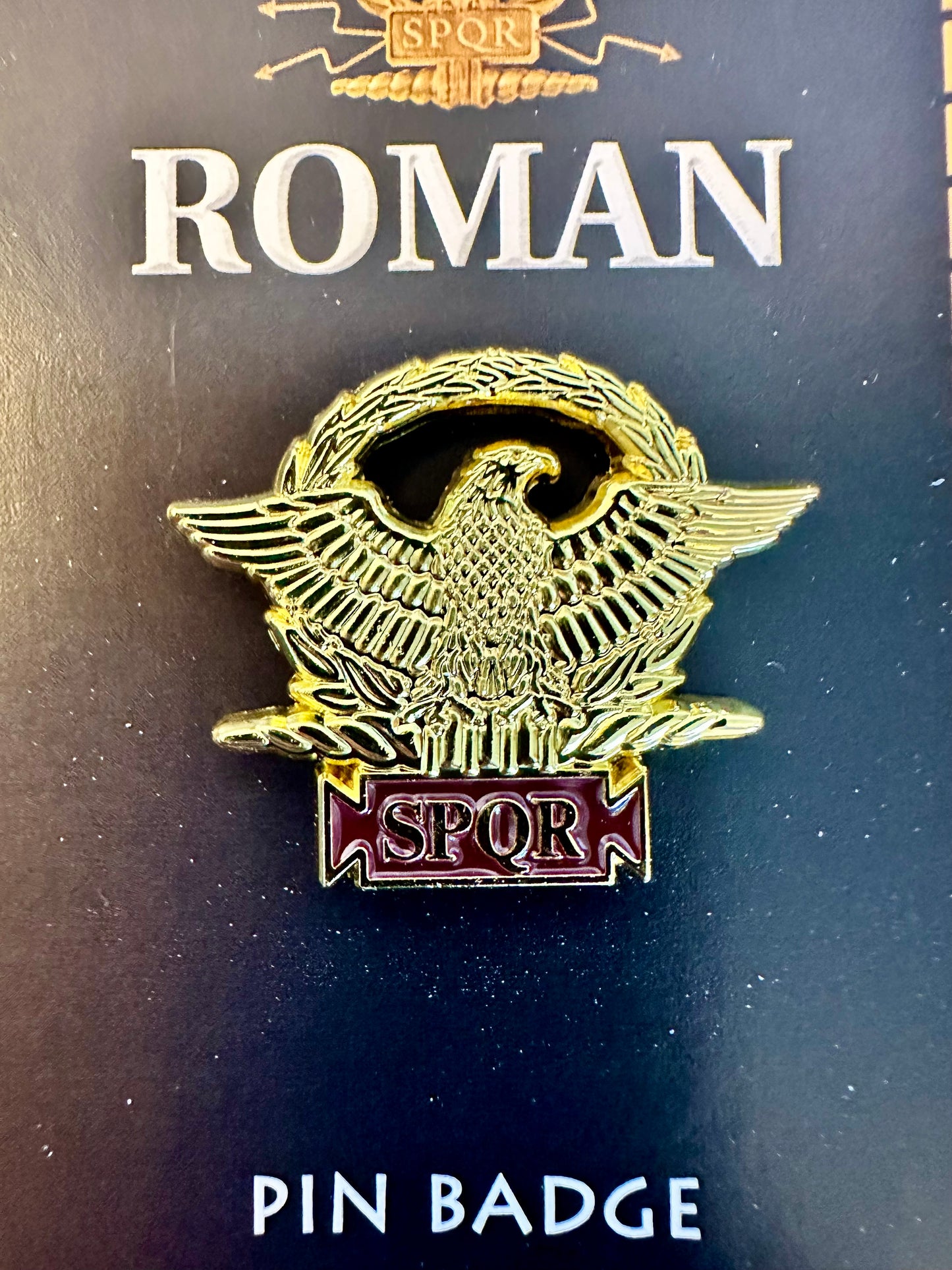 Roman SPQR Gold Eagle Enamelled Pin Badge