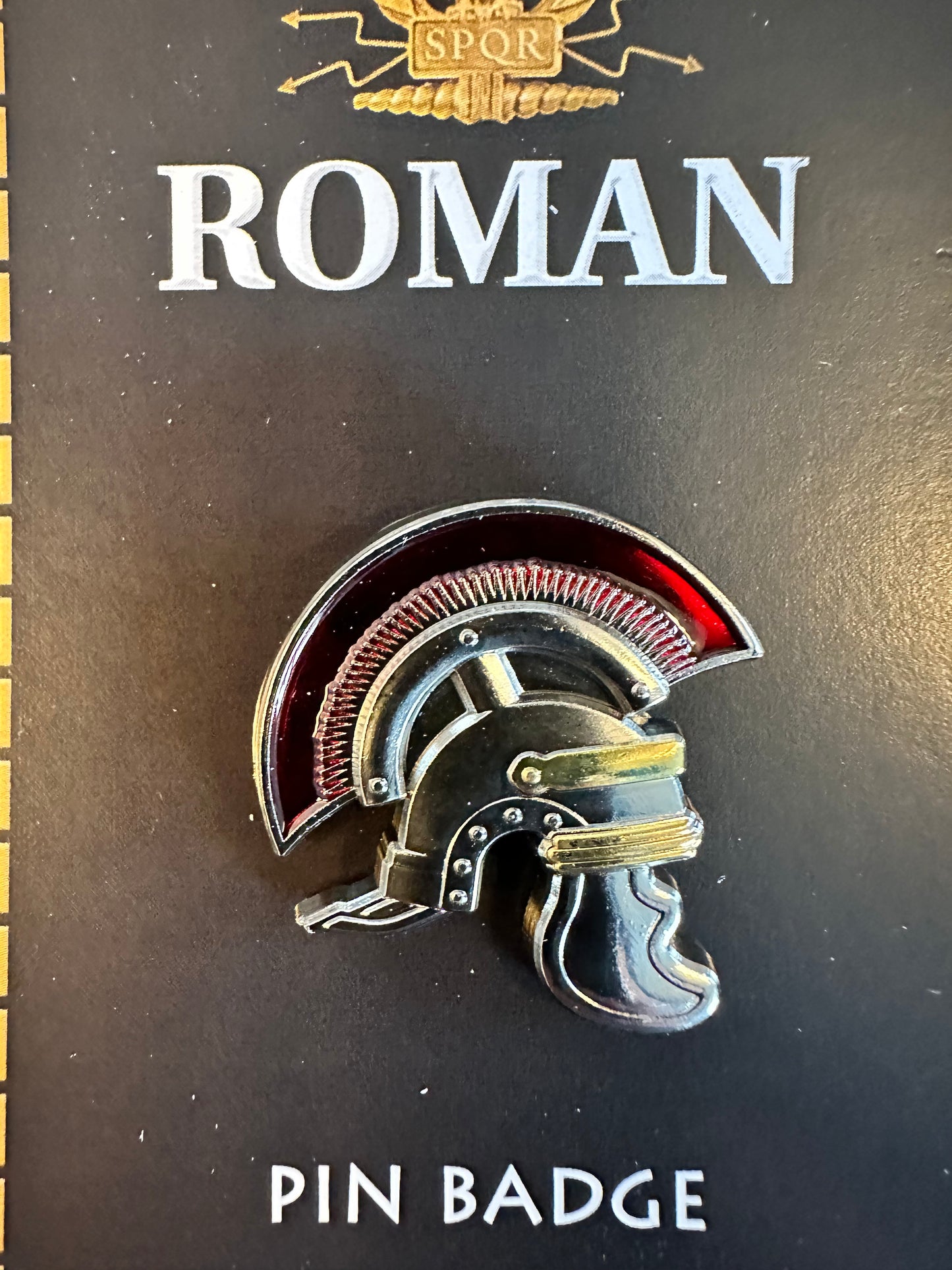 Roman Enamelled Centurion Helmet Pin Badge