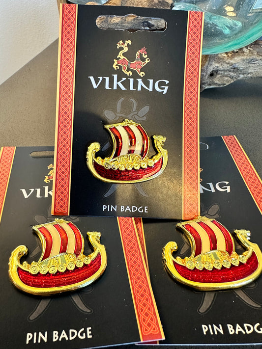 Viking Ship Enamelled Pin Badge
