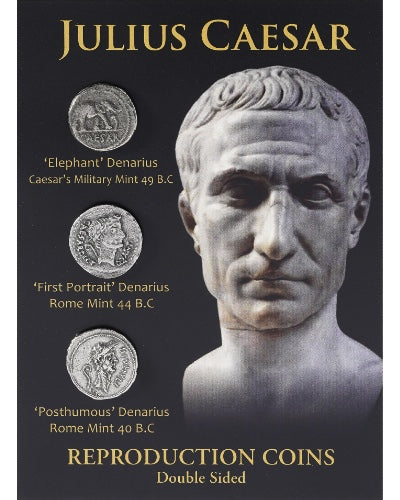Julius Caesar Silver Denarius Reproduction Coin Set of 3 Coins