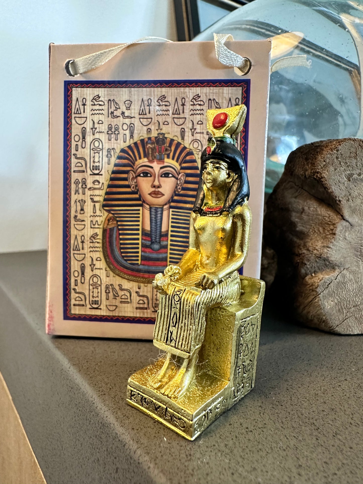 Mini Egyptian Gold Statue Nefertiti, Tutankhamen, Colossal