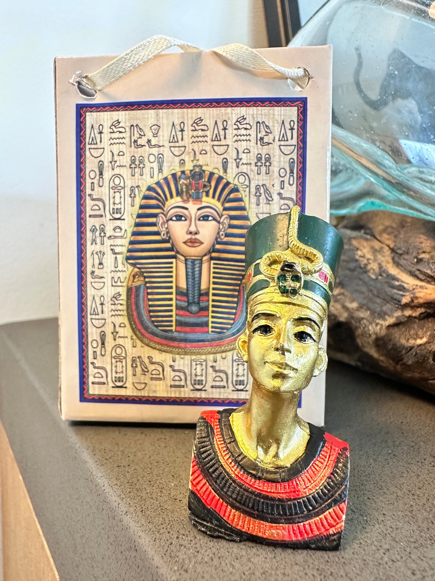 Mini Egyptian Gold Statue Nefertiti, Tutankhamen, Colossal