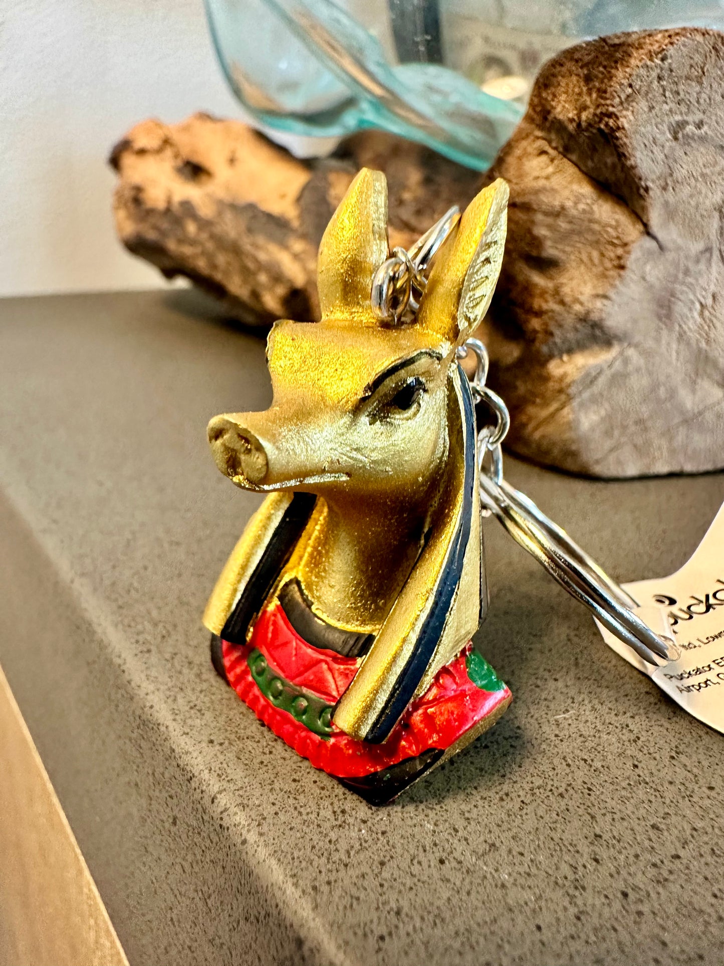 Egyptian Gold Keyring Scarab, Pyramid, Nerfertiti, Anubis