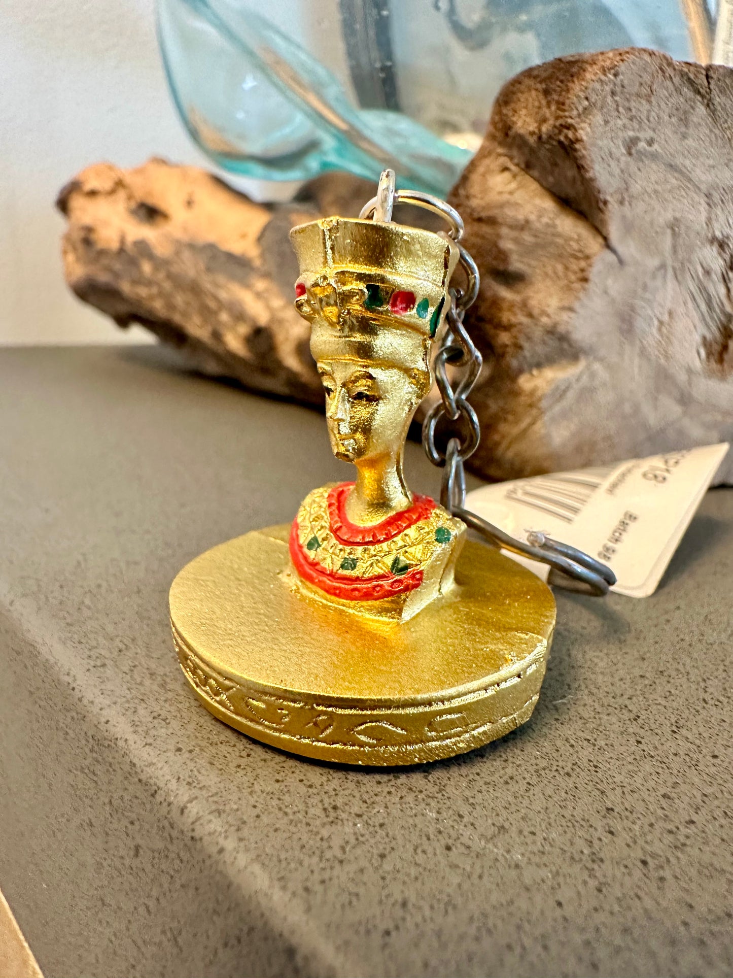 Egyptian Gold Keyring Scarab, Pyramid, Nerfertiti, Anubis
