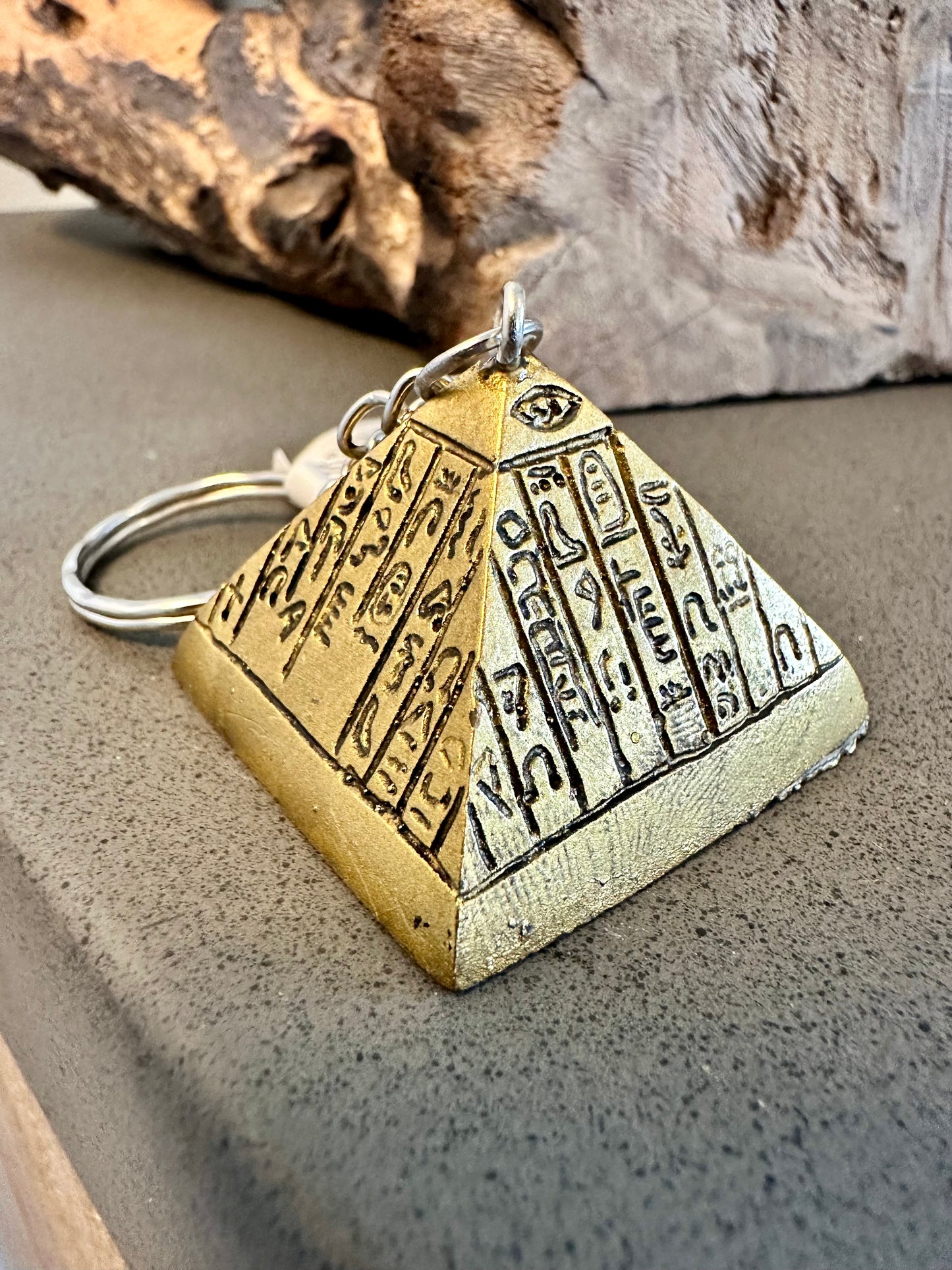 Egyptian Gold Keyring Scarab, Pyramid, Nerfertiti, Anubis