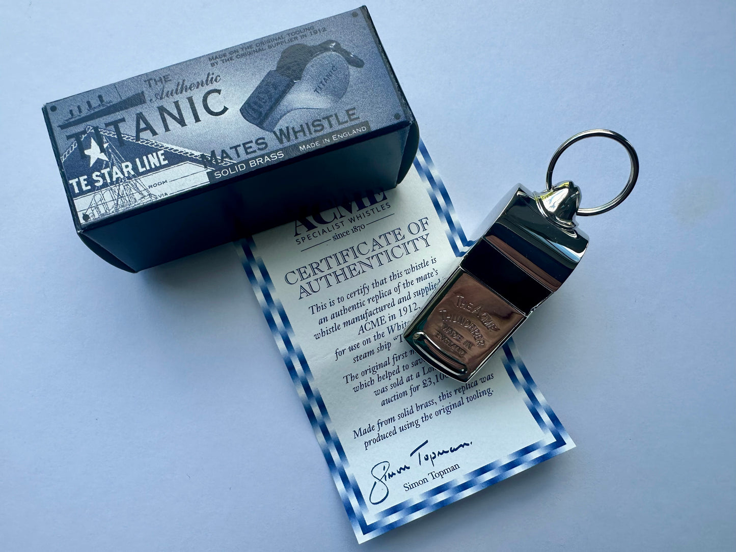 RMS Titanic Whistle Thunderer 58 with Certificate of Authenticity